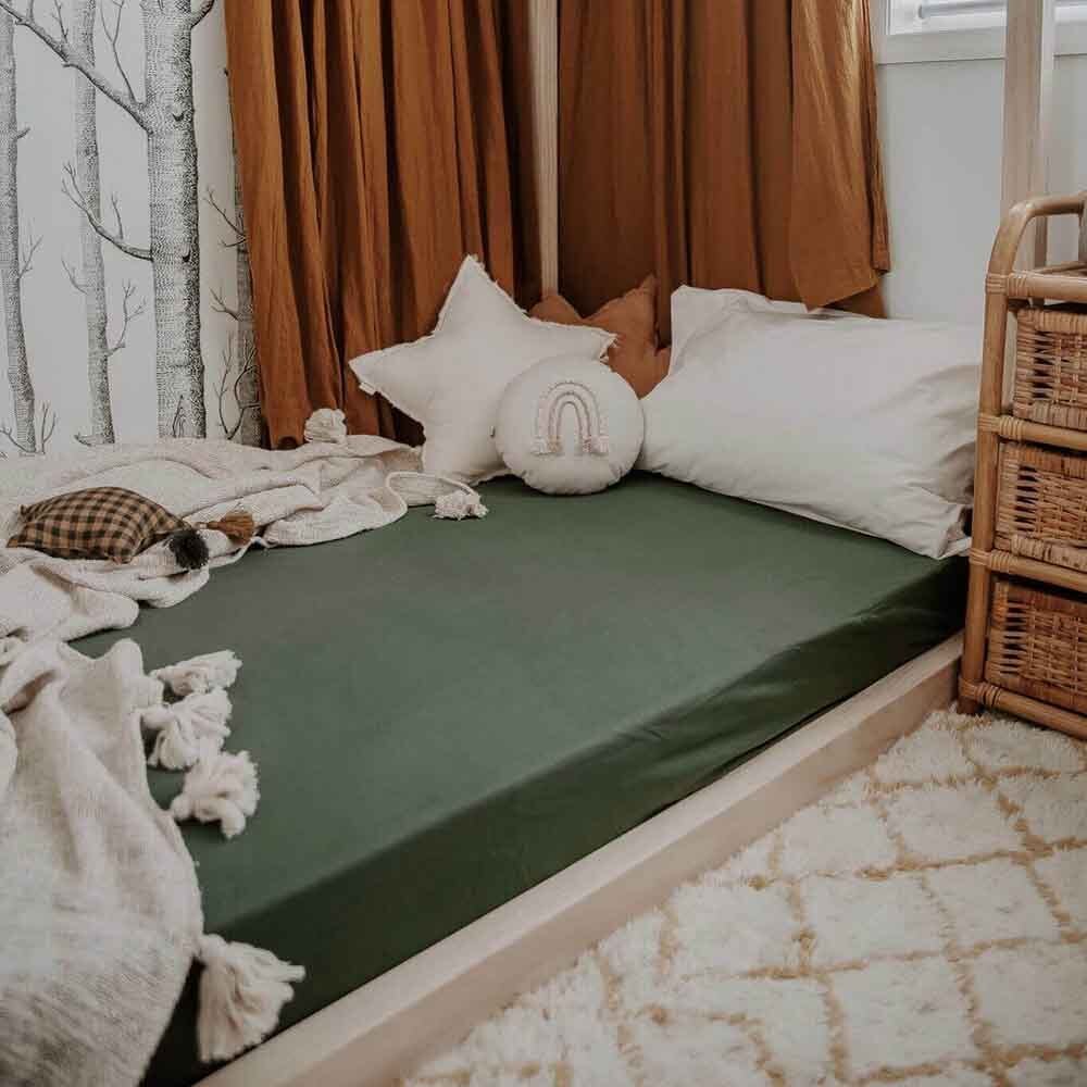 Olive Organic Fitted Cot Sheet - Image 8